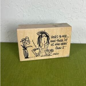American Art Emerson Quillin Mounted Rubber Stamp Humor Preowned Never Show It